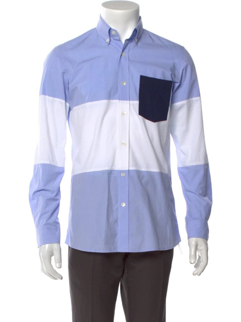 Timo Weiland Light Blue with White Colorblock Long Sleeve Shirt/19054